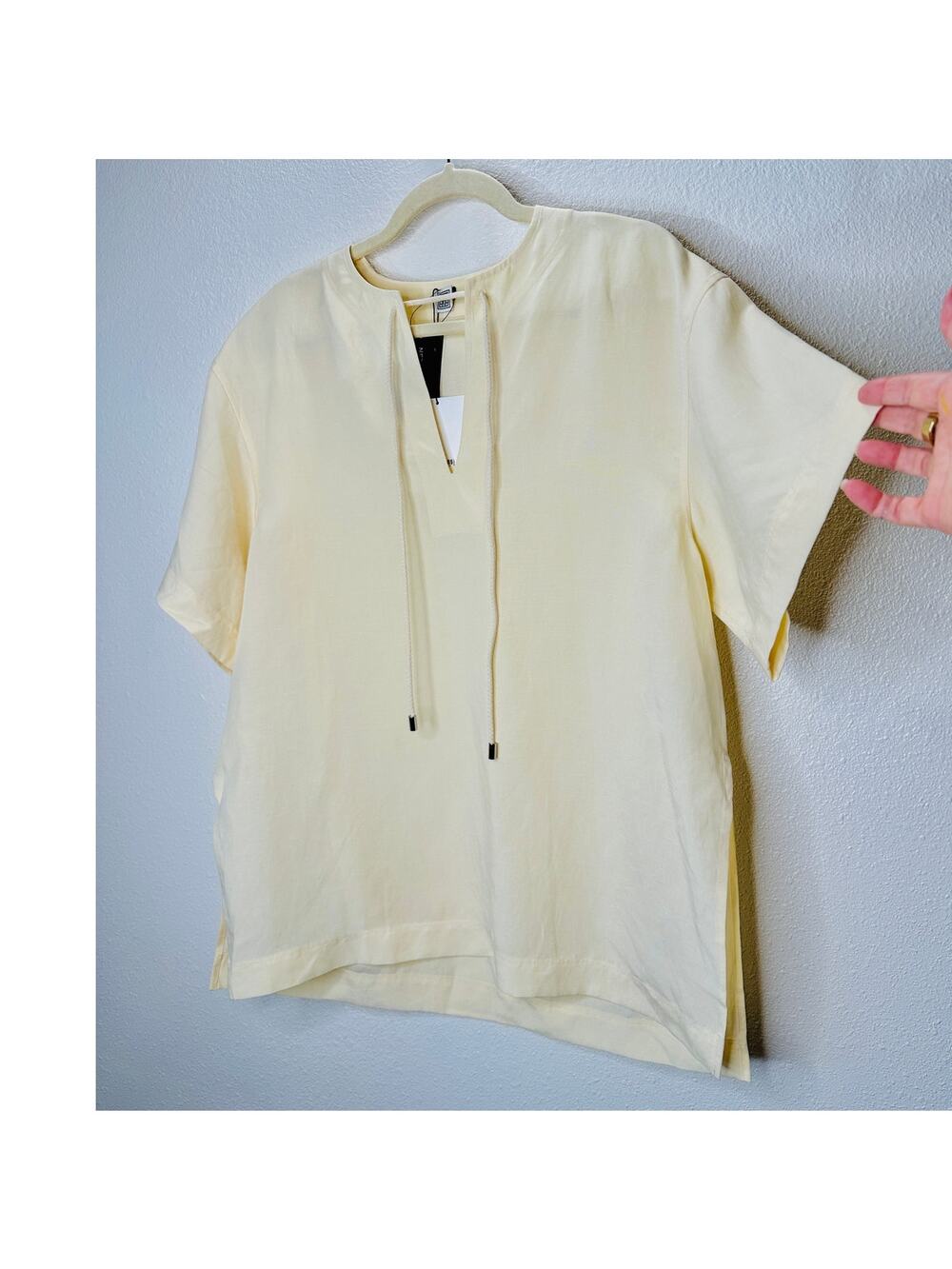 NWT Toteme Vanilla Fluid Tie Linen Blend Short Sleeve Blouse Top 40 / 8